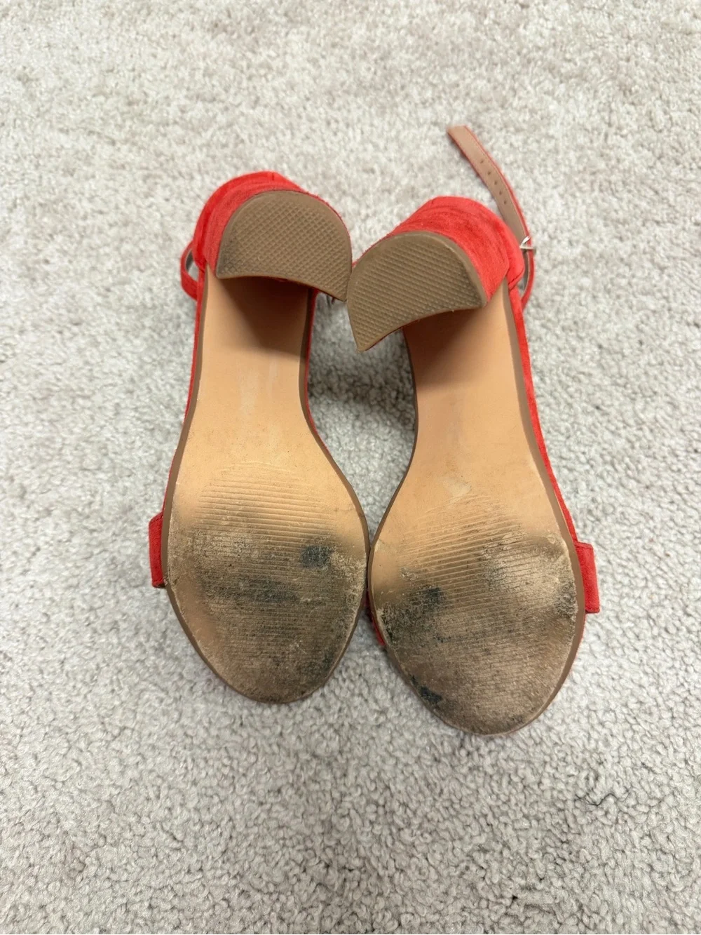Steve Madden Red Suede Ankle-Strap Block Heels